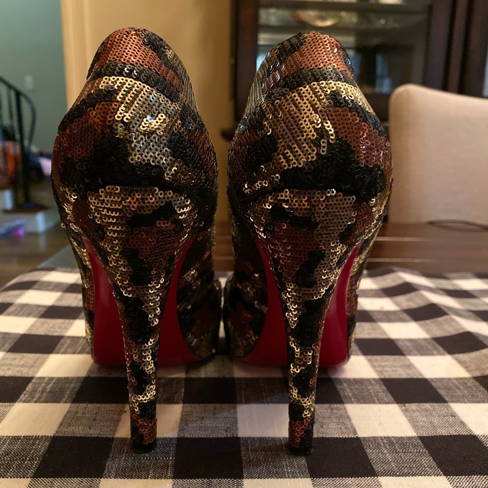 Christian Louboutin Leopard Sequined Heels - Picture 3 of 6